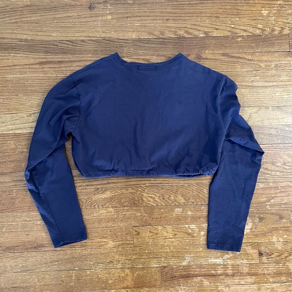Adika Blue Long Sleeve Casual Crop Top - Picture 2 of 4